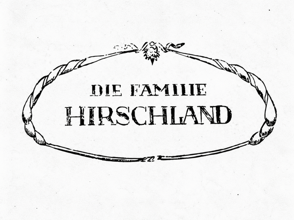 Die Familie Hirschland archival title cartouche